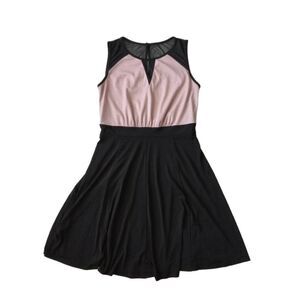 Enfocus Studio Black & Pink Mesh Fit & Flare Above Knee Length Dress Women's 10